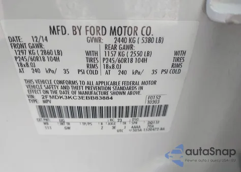 2014 Ford Edge Limited from USA, damaged, VIN 2FMDK3KC3EBB83884